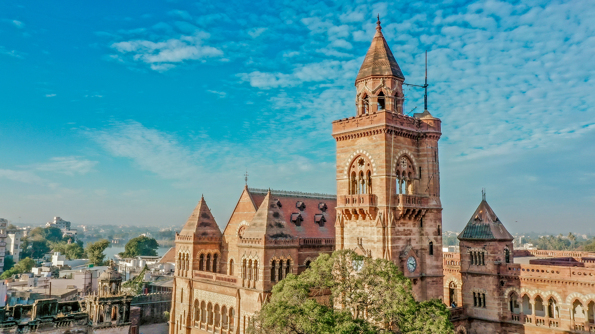 Prag Mahal palace in Bhuj with clock tower